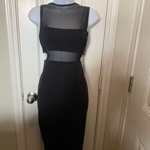 Missguided Black Sheer Panel Midi Dress